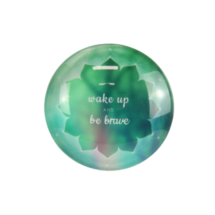 Ronis Round Glass Magnet with Inspirational Wording 5cm 4 Asstd