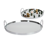 Ronis Round Mirrored Tray with Handles 30cm – thumbnail