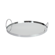 Ronis Round Mirrored Tray with Handles 30cm – thumbnail