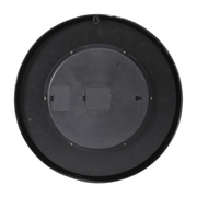 46cm round wall clock with compass design, black frame, natural wood accents, and real moving cogs