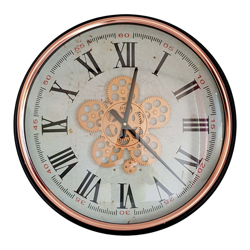 Ronis Round Domonique Exposed Gear Movement Wall Clock 53cm Bronze