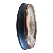 53cm round bronze wall clock with exposed gear movement and Roman numerals in vintage-industrial style