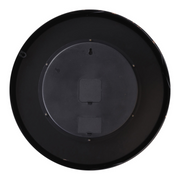 46cm round black wall clock with exposed moving cogs and Roman numeral design