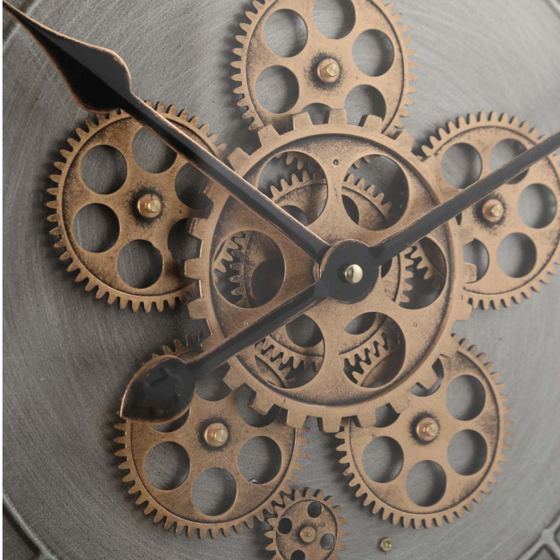 Round George 60cm Black Wall Clock with Exposed Gear Movement – Modern Industrial Home Décor