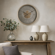 Round George 60cm Black Wall Clock with Exposed Gear Movement – Modern Industrial Home Décor