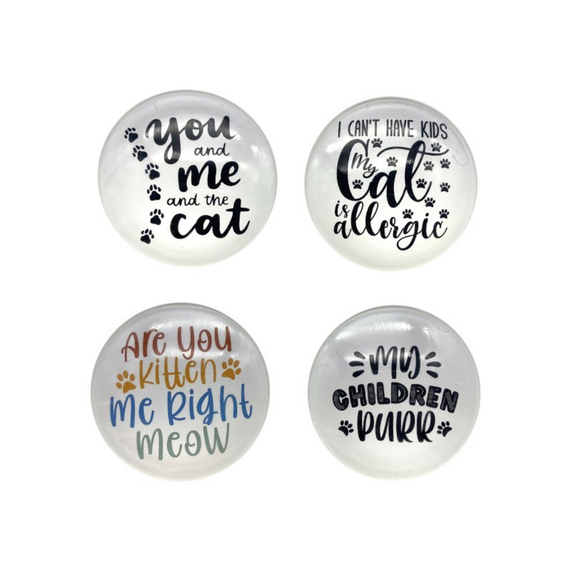 Ronis Round Glass Cat Magnet 5cm Assorted