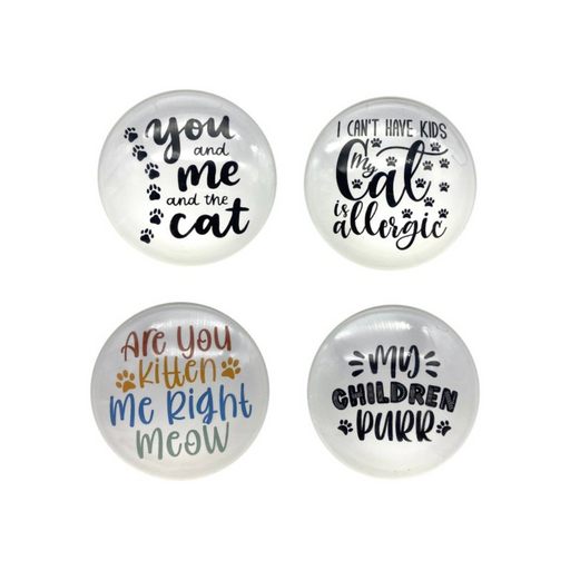 Ronis Round Glass Cat Magnet 5cm Assorted