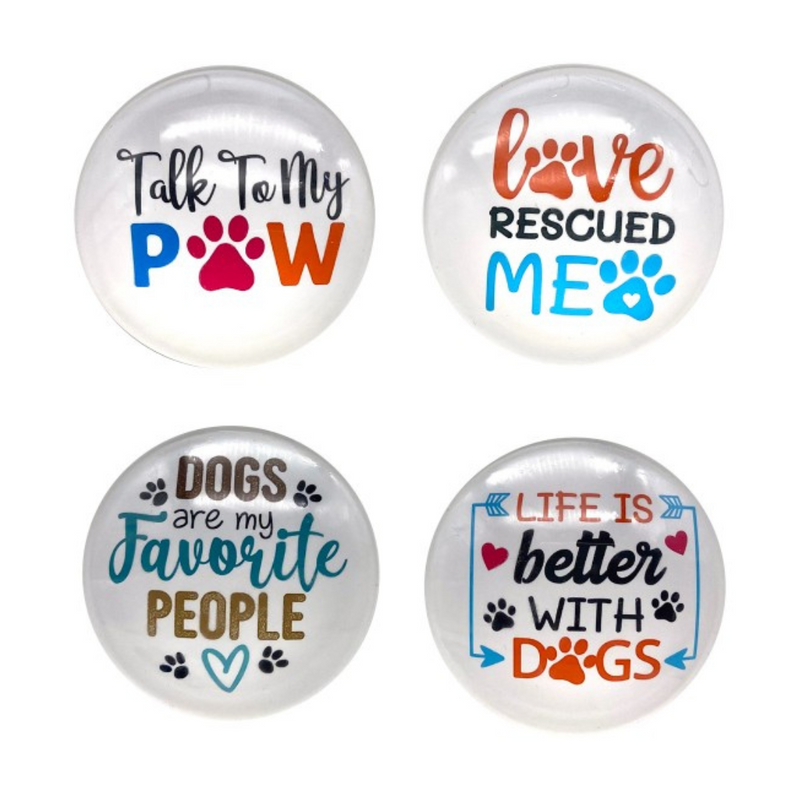 Ronis Round Glass Dog Magnet 5cm Assorted
