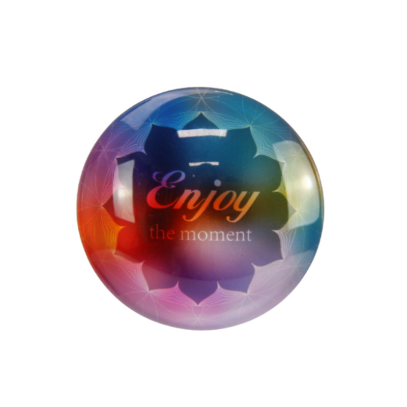 Ronis Round Glass Magnet with Inspirational Wording 5cm Assorted