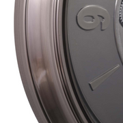 62cm round silver wash wall clock with industrial exposed gears and Roman numerals