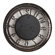 55cm round copper wash wall clock with industrial exposed gears and Roman numerals