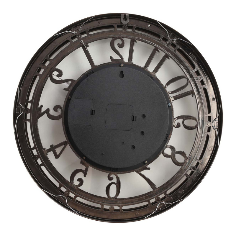 55cm round copper wash wall clock with industrial exposed gears and Roman numerals