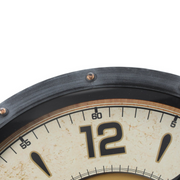 72cm round black and gold wall clock with real moving cogs and Roman numerals in modern industrial style