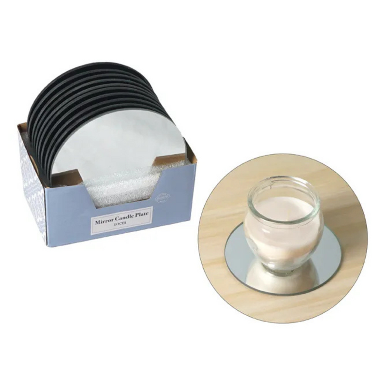 Ronis Round Mirror Candle Plate 10cm