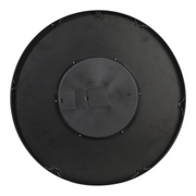 60cm round black wall clock with exposed gold moving cogs and Roman numeral industrial design