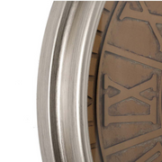 Round Persian 80cm Wall Clock in Rustic Silver with Exposed Gears and Roman Numerals – Oversized Vintage Industrial Clock