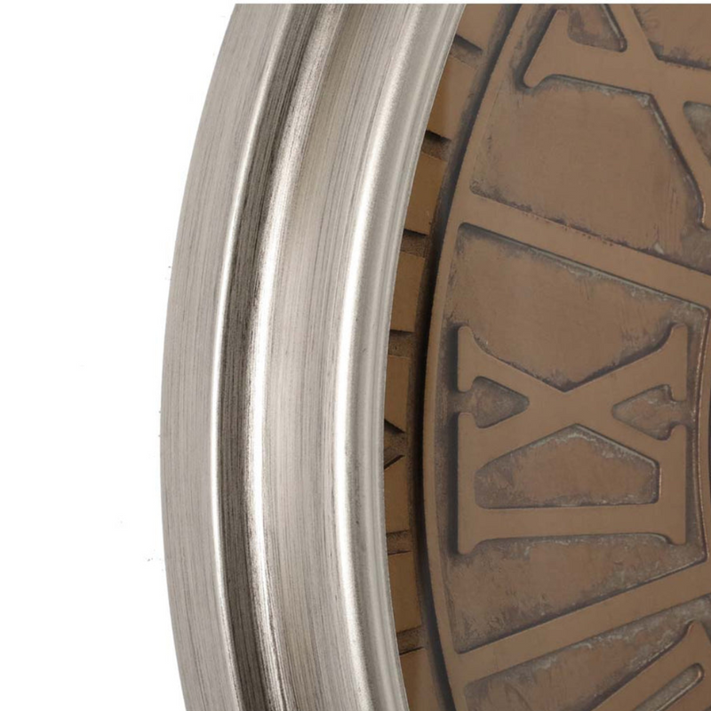 Round Persian 80cm Wall Clock in Rustic Silver with Exposed Gears and Roman Numerals – Oversized Vintage Industrial Clock