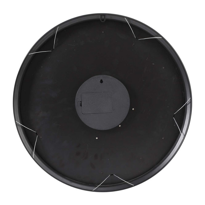 53cm round black wall clock with exposed gears and world map design in industrial style