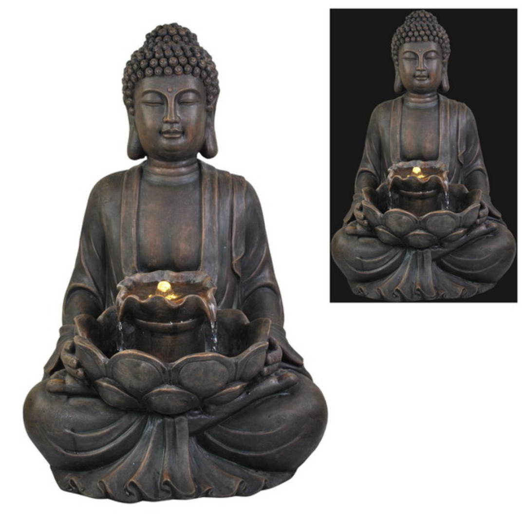 Rulai Buddha Fountain with Light Outdoor 72cm