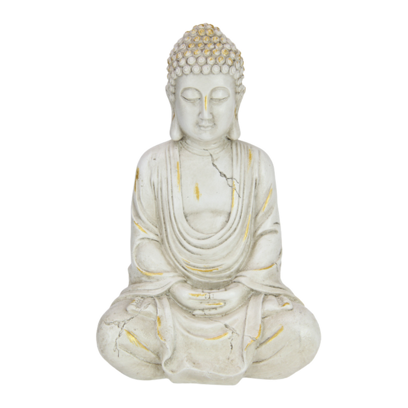 Ronis Rulai Decor Buddha White and Gold Brushed 30cm Assorted