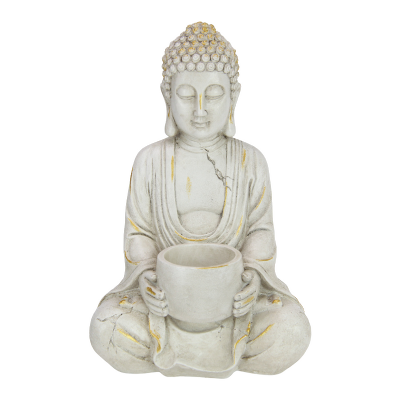 Ronis Rulai Decor Buddha White and Gold Brushed 30cm Assorted
