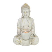 Ronis Rulai Decor Buddha White and Gold Brushed 30cm Assorted