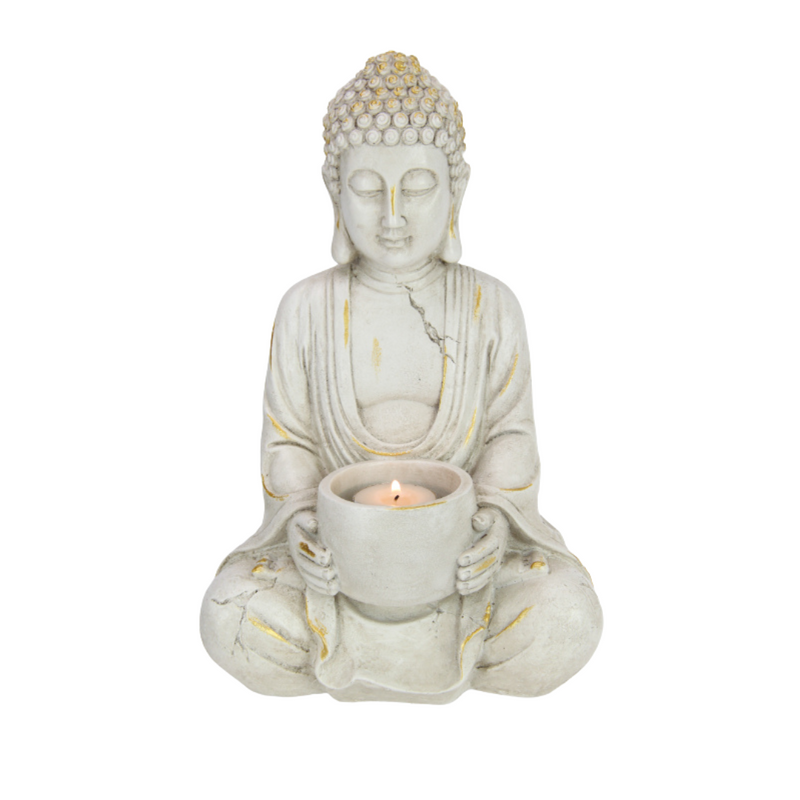 Ronis Rulai Decor Buddha White and Gold Brushed 30cm Assorted
