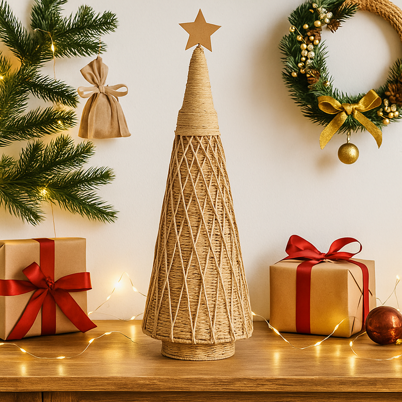 Rustic Look Woven Christmas Tree – 74cm tall farmhouse holiday decoration