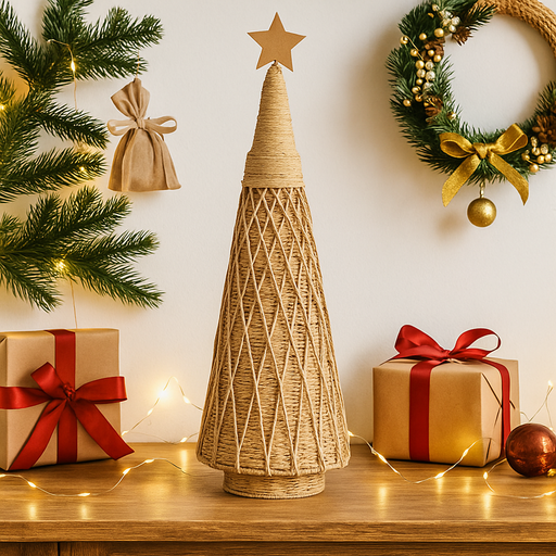 Rustic Look Woven Christmas Tree – 74cm tall farmhouse holiday decoration