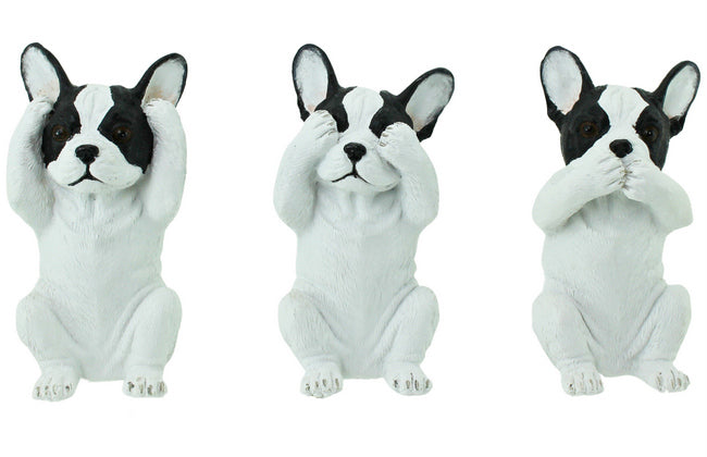 Gifts Ornamental And Figurines Boxed Hss Set Frenchie 16X11Cmwht