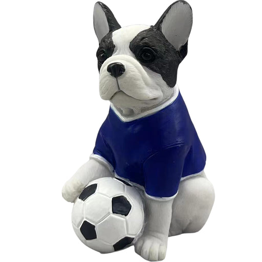 French bulldog playing soccer figurine