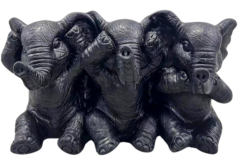 Gifts Ornamental And Figurines Hss Set Elefante 14X7X8 Black