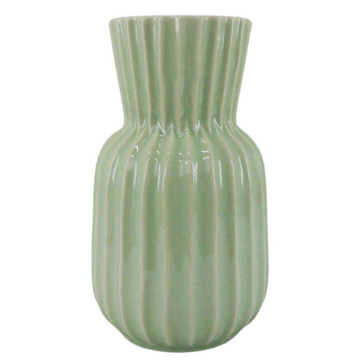 Grooved Vase Green 15.5x30.5cm