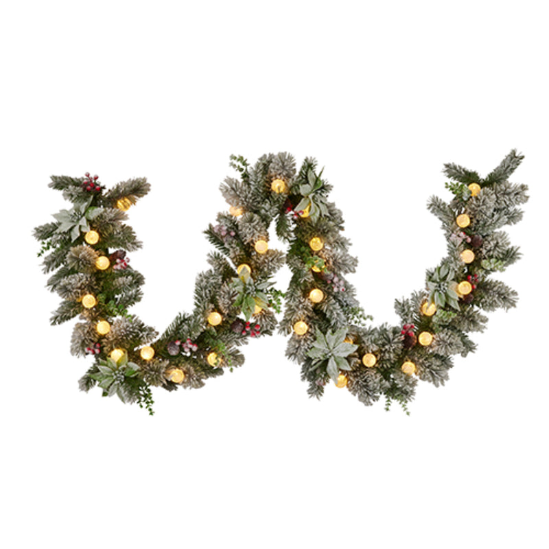Ronis Christmas Garland with Lights Snowy Crown Pine 274cm