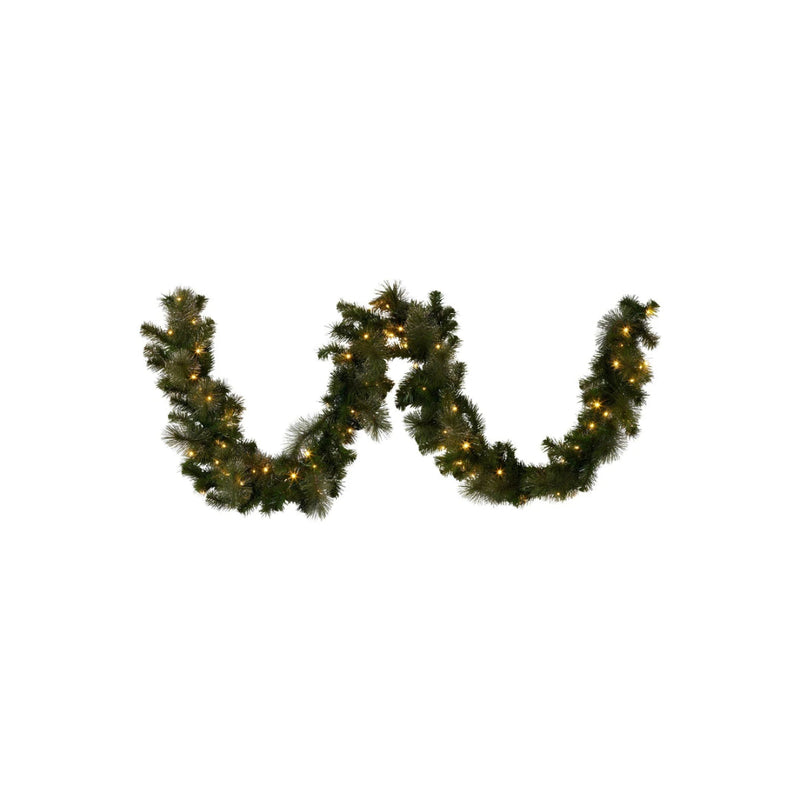 Ronis Christmas Garland with Lights Glittery Gold Pine 274cm