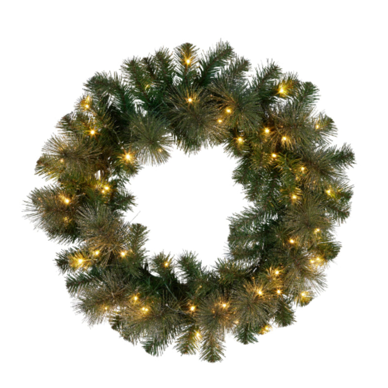 Ronis Christmas Wreath with Lights Glittery Gold Pine 61cm