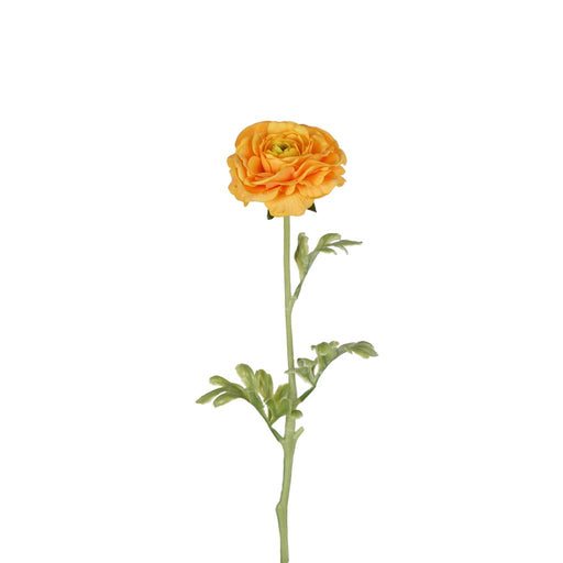 Orange ranunculus stem with two artificial blooms 58cm