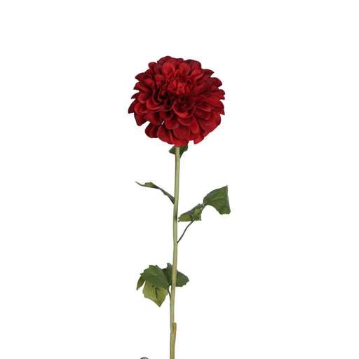 Red dahlia ball flower stem 57cm artificial bloom