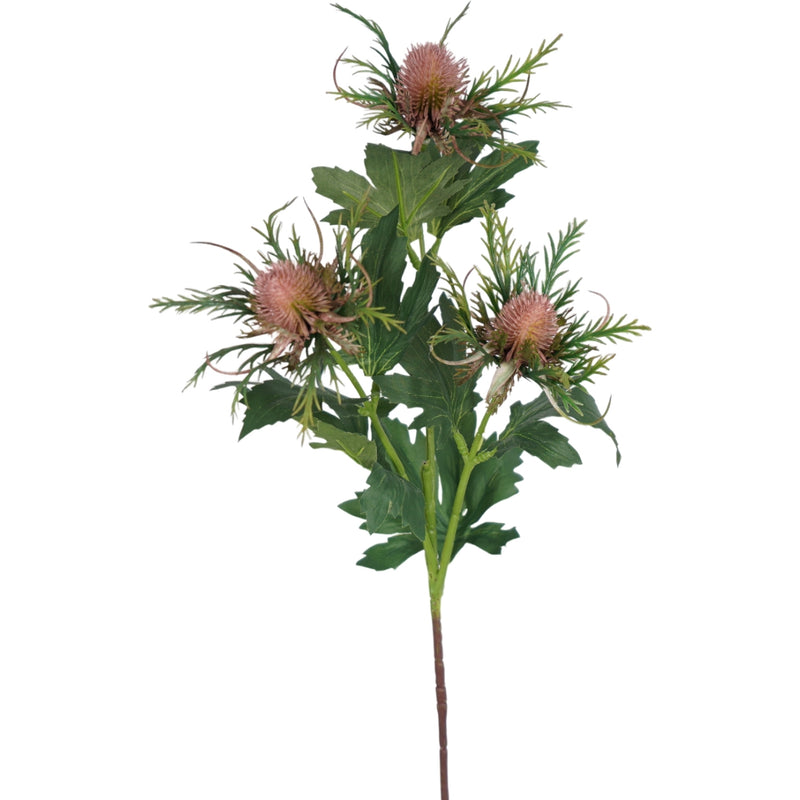 Purple sea holly spray 65cm artificial flower stem
