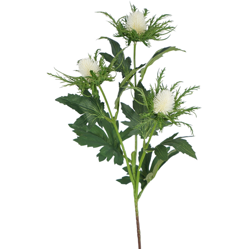 Artificial sea holly spray 65cm decorative flower stem