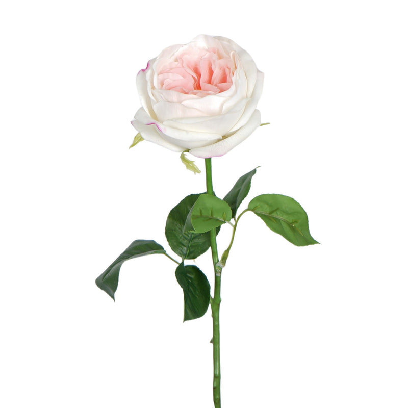 White and pink Elsa rose artificial stem 48cm
