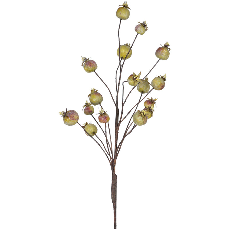 Artificial poppy pod stem 76cm with realistic seed pods