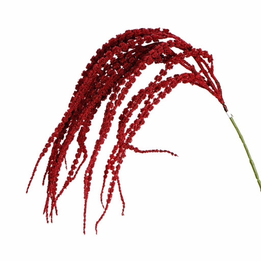 Red amaranthus spray 88cm with cascading artificial blooms