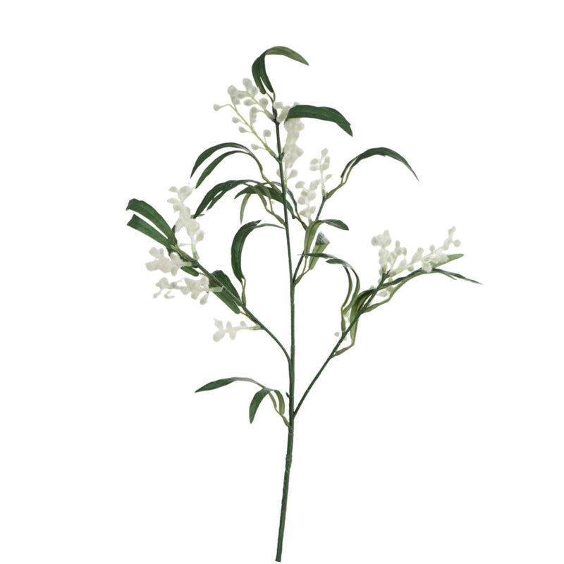 White wattle spray 78cm artificial flower stem