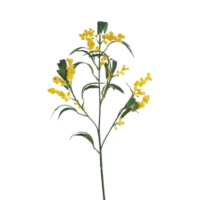 Yellow wattle spray 78cm artificial floral stem