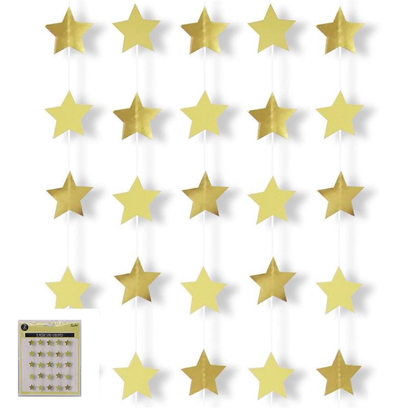 Yellow and champagne star garland 2 pack