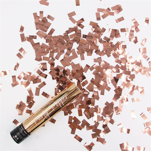 Rose gold confetti party popper