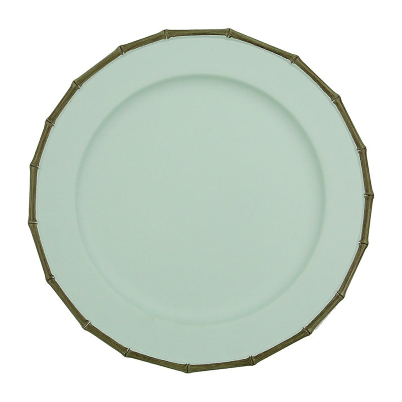 Mint green charger plate bamboo texture