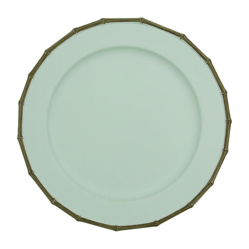 Mint green charger plate bamboo texture