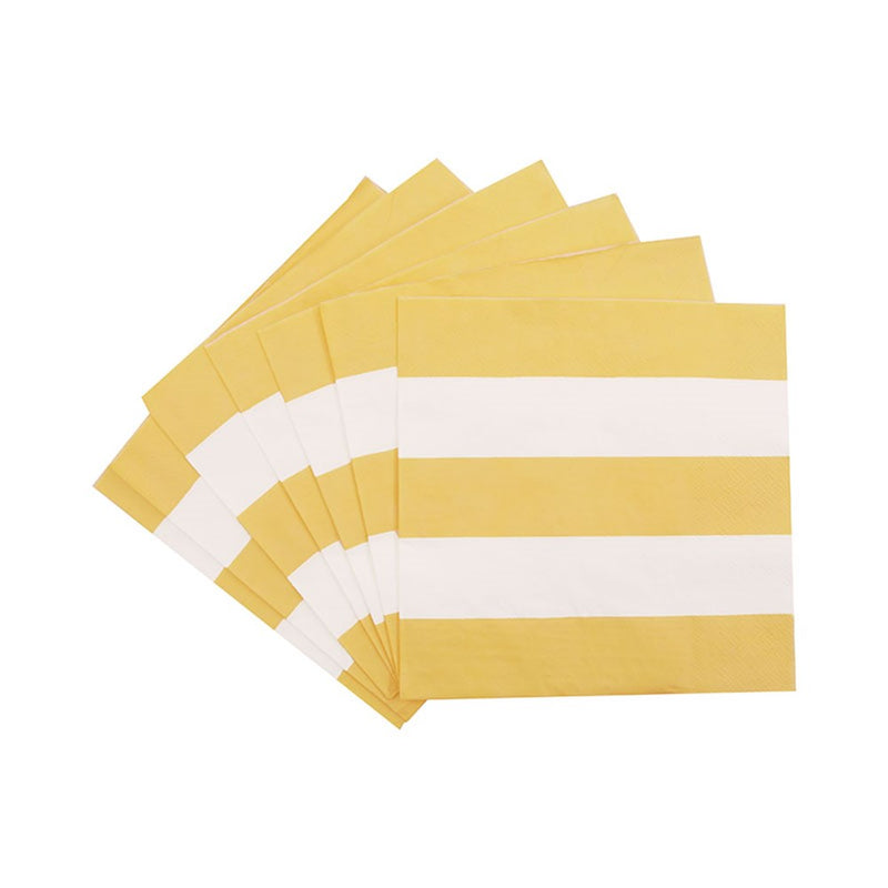 Yellow striped paper napkins 2 ply